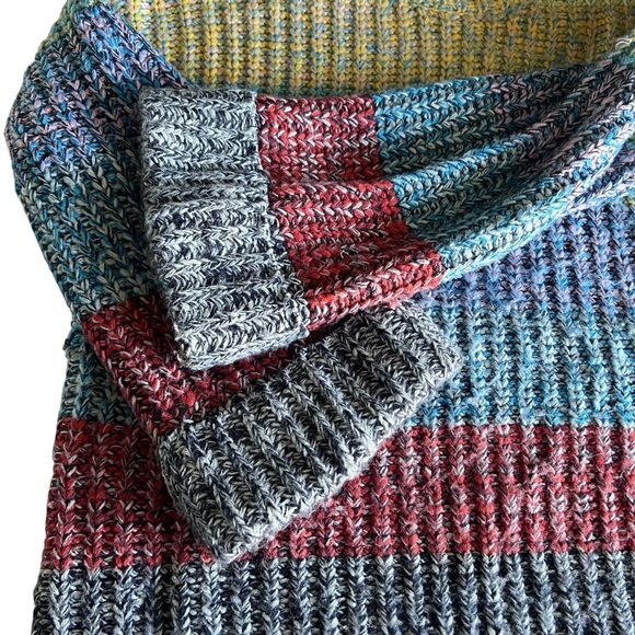 She + Sky Chunky Knit Rainbow Striped Sweater | Size Small - Picture 5 of 6